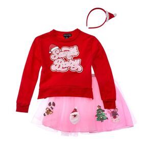 Freestyle Girls  Santa Baby 2Pc Tutu Skirt Set, Red